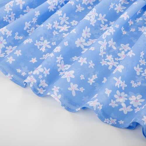 GRACE KARIN Girls Floral Smock Dress Flutter Sleeves Flowing Tiered Layers Spring Summer Midi Holiday Boho Dresses 5-12Y4