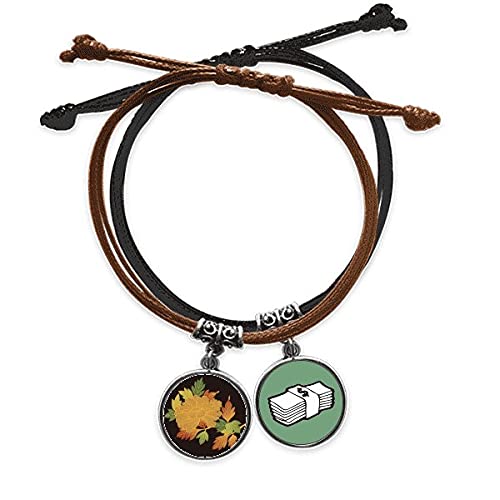Pulsera de cuero japonesa con cordón de mano amuleto del dinero para el día a día