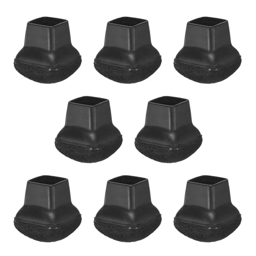 Image of M METERXITY 8-Pack Chair Leg Floor Protectors, 0.55 inch-0.75 inch Silicone Cups Square Felt Furniture Pads for Chairs /Tables in Hardwood Floors /Tile Floors, Chair Leg Covers [Black]