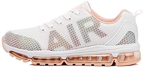 TORISKY Unisex Sportschuhe Herren Damen Laufschuhe Sneakers Turnschuhe Fitness Mesh Air Leichte Schuhe Rot Schwarz Weiß (A61-WH39)