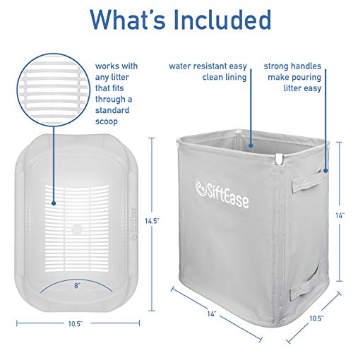 Siftease Litter Box Cleaner Litter Sifter - No More Scooping | Works With Any Cat Litter Box To Clean Litter, Eliminate Odors, And Allows Reuse Of The Litter #TOP3