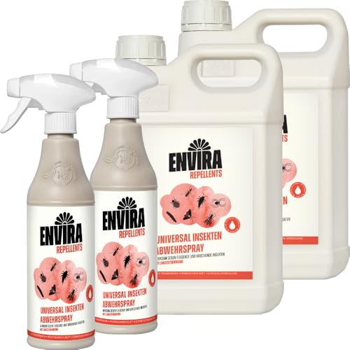 Envira Universal Insektenschutz - Hochwirksames Insekten-Spray Mit Langzeitschutz - Insektizid Auf Wasserbasis - 2x 500 ml + 2x 5 Liter