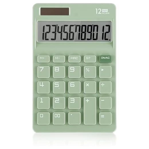 EooCoo Desktop Calculator 12 Digit Basic Calculator with Large LCD Display, Solar and Battery Dual Power for Office, School, Home & Business Use, Modern Design - Green