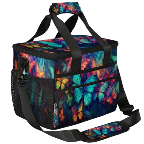 Colorful Blue Butterfly Insulated Picnic Backpack Lunch Box for Women Men Picnic Basket Tote Lunch Bag Picnic Bag Portable Lunch Bags for Picnic, Beach, Work, Trip,Office, Camp Butterfly