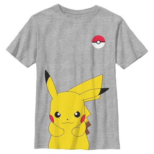 Pokemon Boys Cute Pikachu T-Shirt Heather Grey Large
