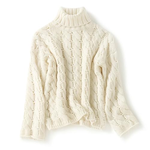 Men's Winter Turtleneck Warm Thickened Cashmere Wool Sweater Hollow Retro Straight Top4