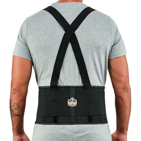 Ergodyne ProFlex 1650 Back Support Belt, 7.5" Elastic, Adjustable, Removeable Straps, Black, Medium Cover