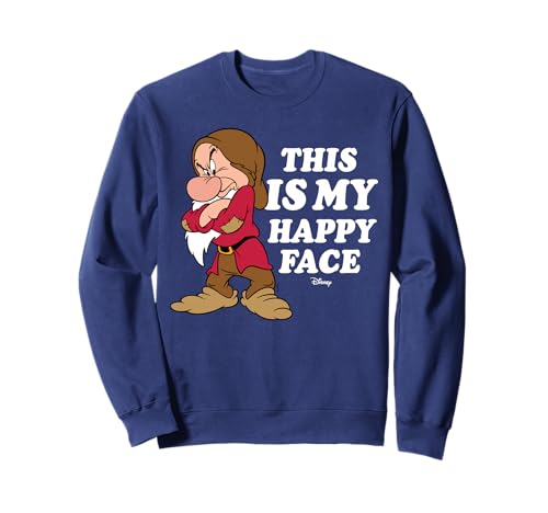Sweatshirt Disney Blanche-Neige Grumpy Happy Face en coton noir pour adulte