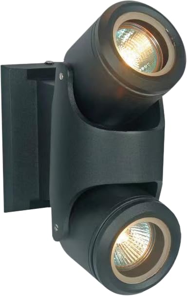 TEKLED Up Down Tiltable Black Outdoor Wall Light, 2 Lamp