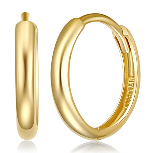 14k REAL Yellow Gold 2mm Thickness Hoop Huggie Earrings (11 x 11 mm)4