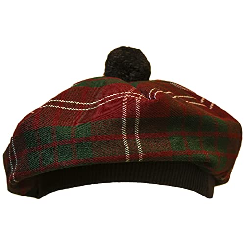 Image of Scottish Tam O' Shanter Hat Tartan Bonnet Pom Pom Wool Flat Cap One Size