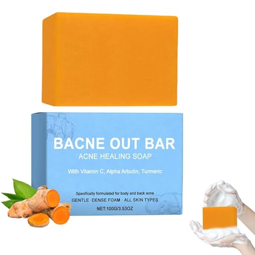 Bacne Out Bar Soap with Turmeric Vitamin C & AlphaArbutin Natural Body Acne Treatment for Back Chest & Shoulders Dark Spot Remover & Brightening Cleanser Acne Healing Bar