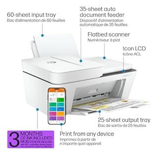HP DeskJet 4255e Wireless All-in-One Colour Inkjet Printer, Scanner, Copier, Best for Home, 3 Months of Ink Included (588S6A)