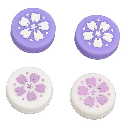 LUCKDANO 4 Tapas de Agarre para Pulgar para Interruptor, Tapas de Joystick Antideslizantes de Silicona Suave, de Palanca de Pulgar Ligeras y Cómodas para Lite, Diseño Elegante (Purple)