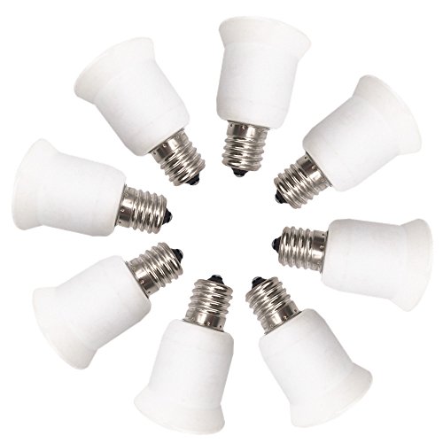 DZYDZR 8 PCS Bulb Holder E17 to E27 Adapter Converter - E17 Light Socket to E26 Light Bulb Base Socket - Fits LED/CFL Light Bulbs, Heat-resistant, Anti-burning, No Fire Hazard