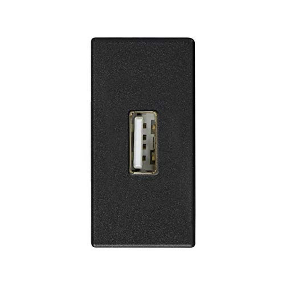 Connecteur USB A femelle avec capot pour module étroit de prise murale encastrable
