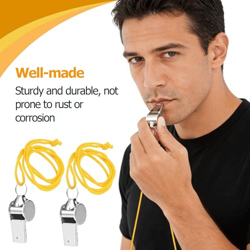 110 silbatos metálicos de acero inoxidable con cordón naranja miniatura 4
