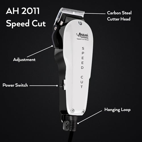 Image of ASBAH Professional Speed Cut Hair Clipper for Men - Precision Cutting Blades, Adjustable Taper Lever, 8 Guide Combs,Barber & Salon Hair Cutting Machine-1 Year Warranty with Lifetime Repairs & Services