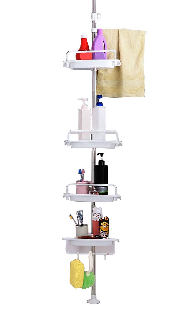 Buy Adjustable Corner Shower Caddy Tension Pole LUBAN KING 4 Tier