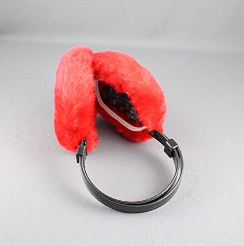 Red Faux Fur Furry Ear Muffs Warmers Fold Up Classic Old School Style Adjustable Head Band Christmas Red #TOP3
