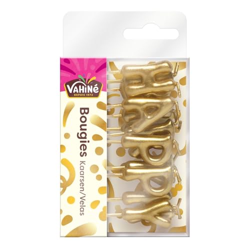 Bougies Happy Birthday VAHINE pour gâteaux | Boite de 27g (Lot de 4)