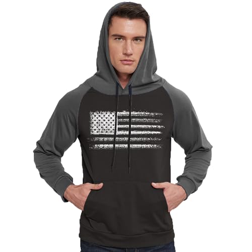 H HYFOL Men's Sweatshirt USA FLAG Patriotic Graphic Polyester Hoodies for Men Pocket Raglan Long Sleeve Sweatshirts2