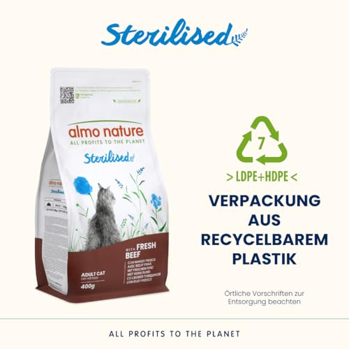 Almo Nature Sterilised - Trockenfutter für Sterilisierte Katzen mit Frischem Rindfleisch - Mit Niedrigem Magnesiumgehalt und Ballaststoffen… – Ansicht 4