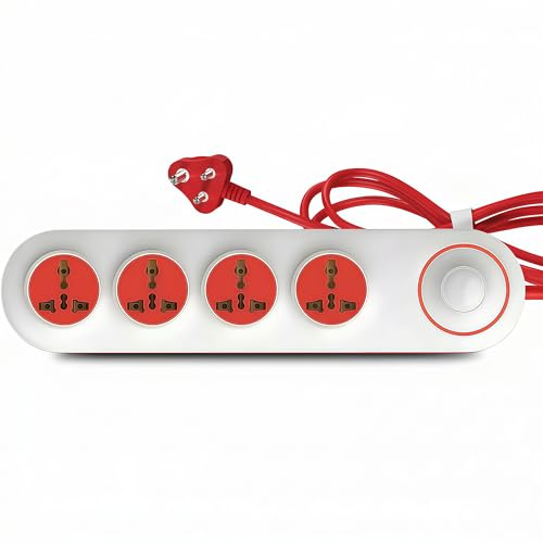 Image of UNIGEN 4 Socket Extension Board 10 Amp with 2 Yard Heavy Duty Copper Extension Cord - 4 International Sockets, Master Switch, LED Indicator with Safety Shutter