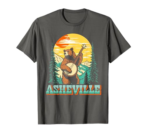 Asheville North Carolina Banjo Bear Vintage Nature T-Shirt