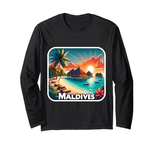 Maldivas Sandy Beach Sunset Summer Vacation Visitante Souvenir Manga Larga