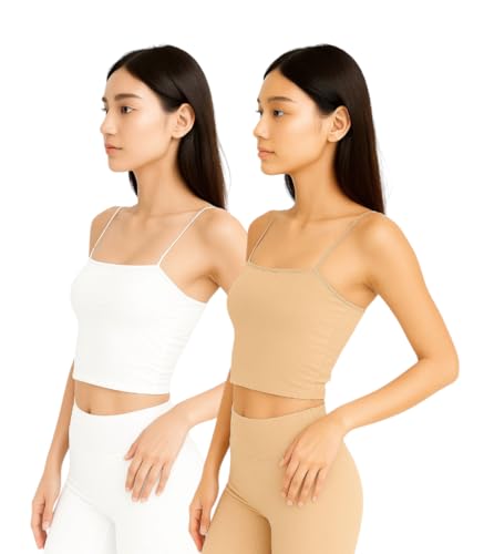 Image of Women's Seamless Long Crop Top Combo | Lightly Padded Smooth Stretchable Camisole Bra for Daily Comfort & Support | Pack of 2
