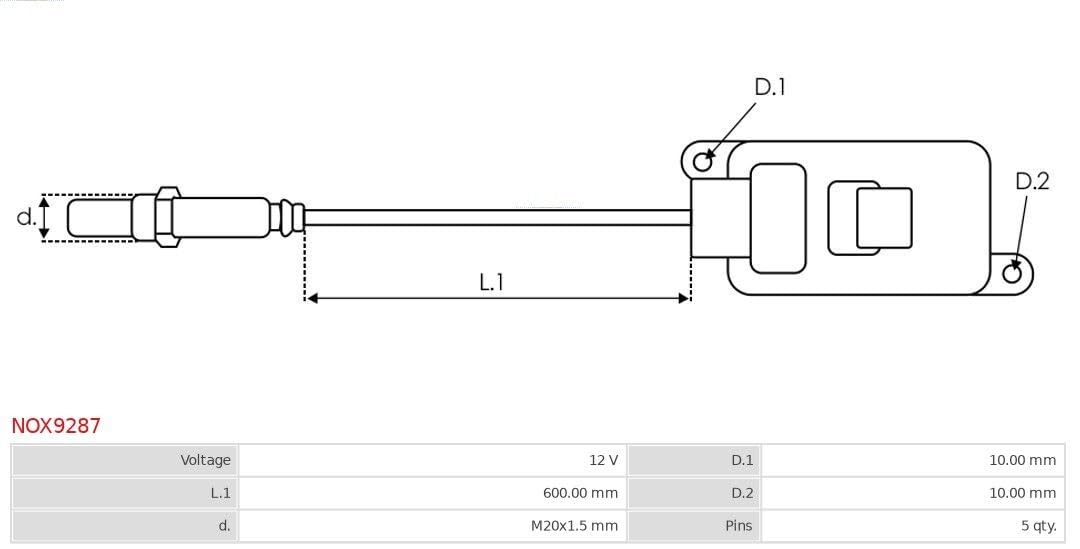 AS-PL NOx-Sensor NOx-Katalysator Kompatibel mit VW Touareg 7P5, 7P6 NOX9287
