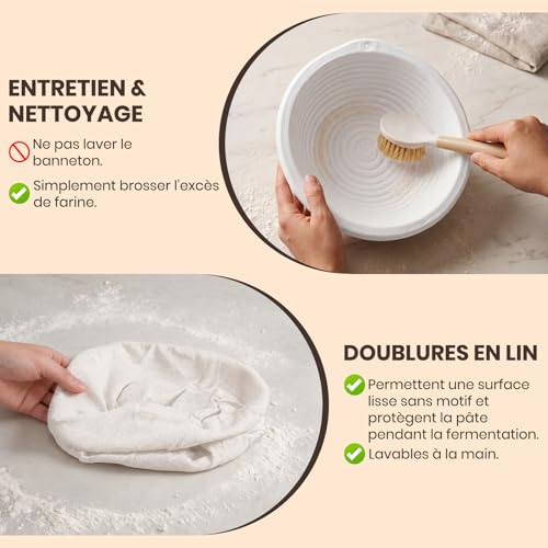 Clheatky Lot de 2 Bannetons Ronds en Cellulose pour Pain au Levain, Gärkörbe pour Pains Artisanaux – vue 6