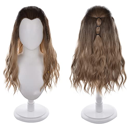 Soyusunny Long Curly Braids Thor Cosplay Wigs Halloween Party Costume for Women Men (Brown)