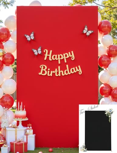 Square Arch Backdrop Cover, 6.6FT x 4FT Red Black Stretchy Spandex Fitted Square Arch Stand Cover for Birthday Party Wedding Ceremony Banquet Photo Decoration