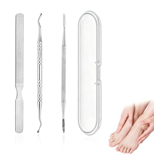 ZEBKEL Profesjonalny zestaw do pedicure do wcielonych paznokci i stóp, 3 sztuki z pilnikiem do paznokci ze stali nierdzewnej, zmywacz do twardych i brudnych narzędzi do manicure z pudełkiem do