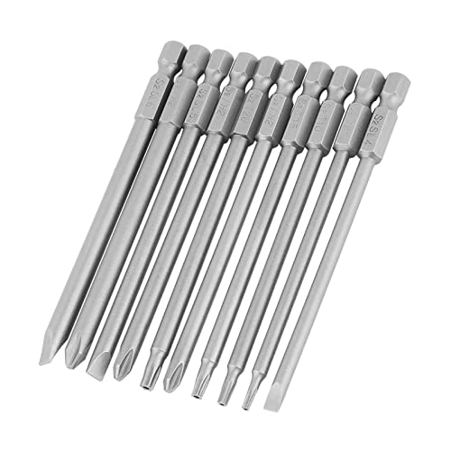10 Stücke Schraubendreher-Bits Set 1/4"Sechskantschaft Magnetstahl Extra lange Power Handwerkzeug Schlitz Kreuz Sechskantkopf 1 10 Stücke Schraubendreher-Bits Set 1/4"Sechskantschaft Magnetstahl Extra lange Power Handwerkzeug Schlitz Kreuz Sechskantkopf