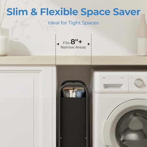 GRANNY SAYS 80L Slim Laundry Hamper with Wheels, Fabric Rolling Laundry Basket, Narrow Clothes Organizer, Tall Hamper for Closet, Laundry Room, Bathroom, Black - Image 3