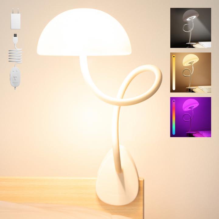 Image of Smallish Shroommate Clip On Light for Dorm Room - 2.0 (White)