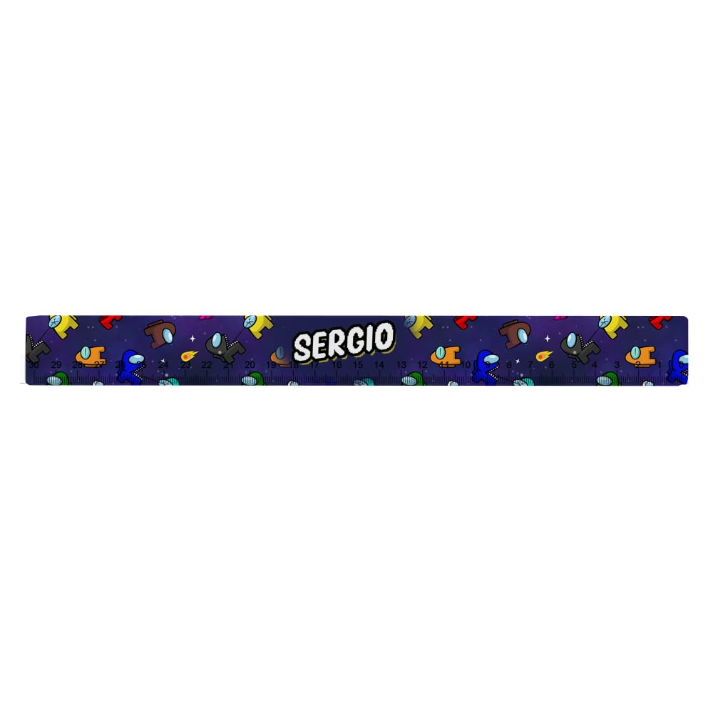 Personalised Ruler For Kids, Cartoon, Gaming theme, Metric with Centimeters, Straight Ruler for Students. (30 cm)