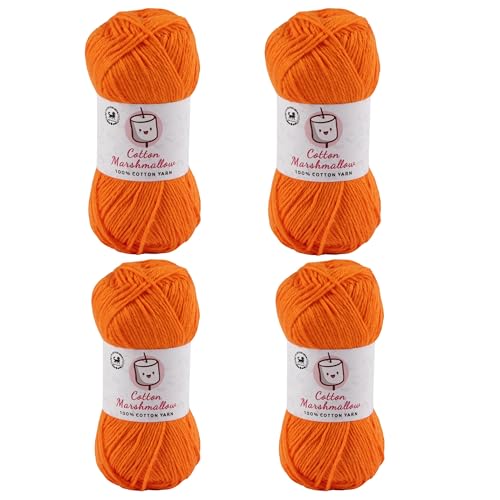 Image of NESTNHAVEN Cotton Marshmallow 100% Cotton Yarn - (50 g, 130 m) - Luxury Yarn for Crochet, Amigurumi, Embroidery, Toys, Garments, Flowers and Hobby Projects (Orange) |