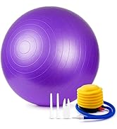 Minmex Anti-Burst Exercise Ball,Yoga Ball Chair with Pump Device,Non-Slip Matte Pilates Ball,Bala...