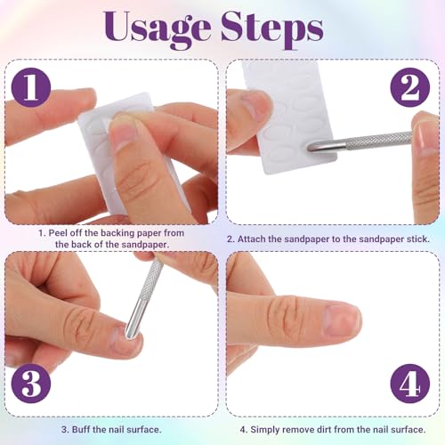 TIESOME Doppelendig Nagelhautschieber, Nagelhautentferner mit 10 Sandpapier Cuticle Pusher Remover Nagellack Entferner Profi Nagelhautschneider Werkzeug für Maniküre und Pediküre(Silber)