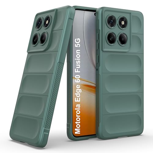 Image of amazon basics Back Case Cover for Motorola Edge 60 Fusion 5G | Compatible for Motorola Edge 60 Fusion 5G Back Cover | Liquid Silicon Magic Case with Camera Protection | Dark Green