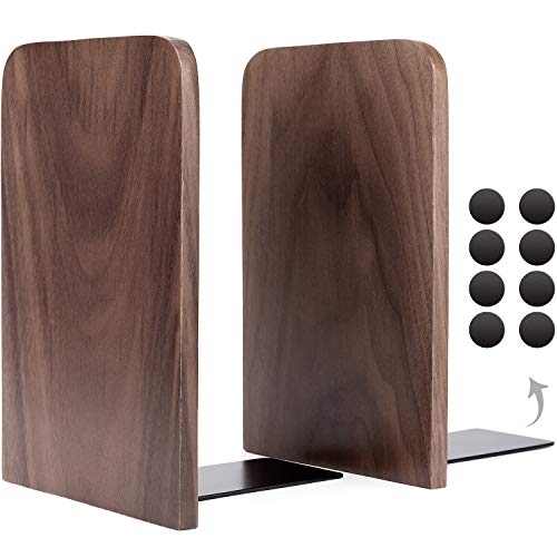 Anwenk Bookends Wooden Book Ends Natural Walnut Wood Decorative Art Bookends For Shelves Hand Crafted With Felt Pads For Home Office Library School Children Decoration Gift, 1 Pair, 6.7”X4.8”X4.2” #TOP1