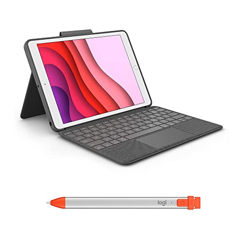 Teclado Logitech Combo Touch y lápiz digital Crayon para iPad 7, 8 y 9 Gen en español