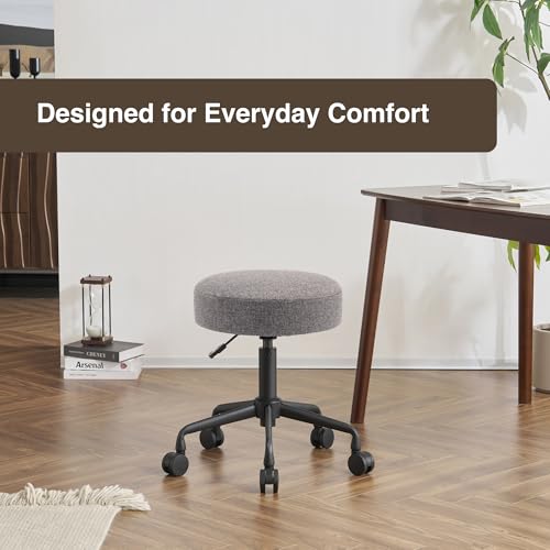 Image of Heavy Duty Extra-Wide Seat Adjustable Height Swivel Rolling Stool for Dental Clinic, Salon, Office, and Bar - NAIA 502 (Dim Grey, Standard)
