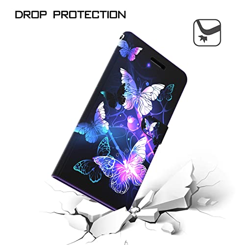 Encases Wallet Case With Hand Strap For Samsung A53 5G,Pu Leather Clip Flip Phone Case Cover With Id Card,Credit Card Pocket Holder (Stand Feature),Purple Butterfly Case For Samsung Galaxy A53 5G 2022 #TOP5