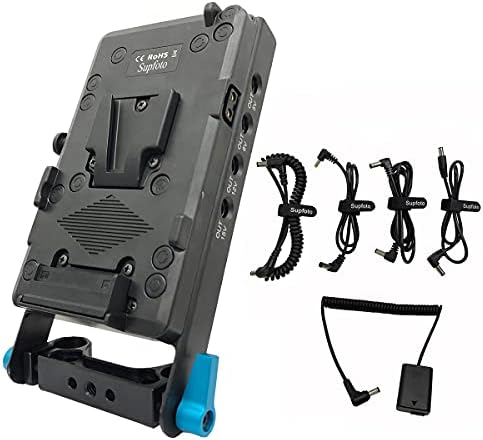 Supfoto V-Mount Battery Plate 15mm Rod Mount V Lock Plate Power Supply with D-Tap & USB Output NP-FW50 Dummy Battery for Sony A7 A7S A7R a7II a7SII a7RII A6000 A6100 A6300 and A6500 DSLR Cameras