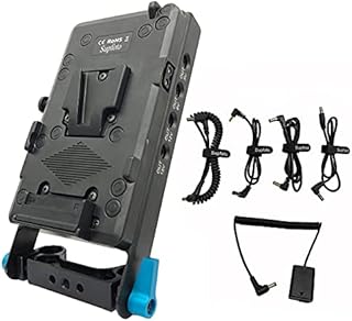 Supfoto V-Mount Battery Plate 15mm Rod Mount V Lock Plate Power Supply with D-Tap & USB Output NP-FW50 Dummy Battery for Sony A7 A7S A7R a7II a7SII a7RII A6000 A6100 A6300 and A6500 DSLR Cameras